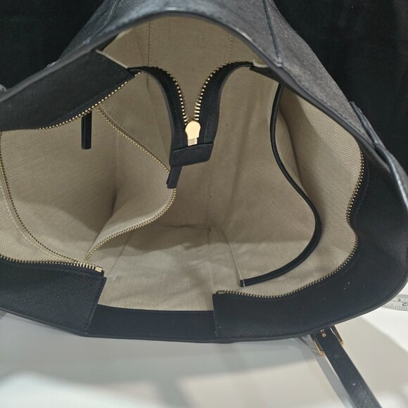 Tory Burch Large Black Leather Emerson Tote w/Gold Tone Hardware & Logo - EUC - Picture 7 of 11